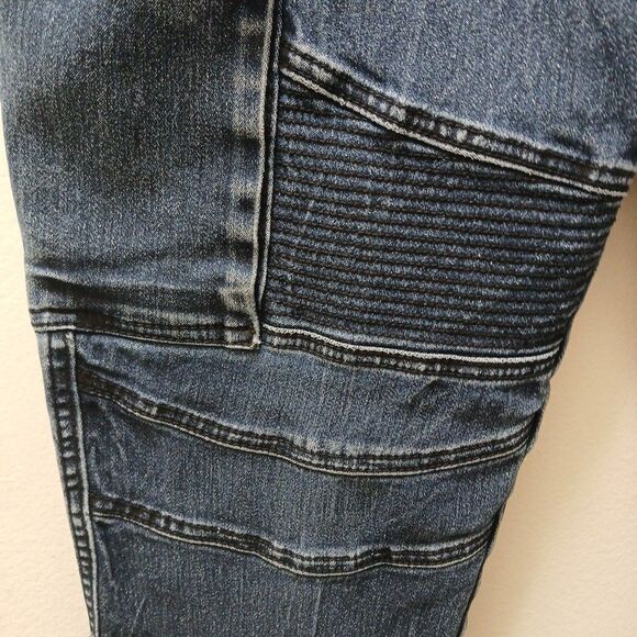 Denim House Mens Dark Wash Biker/Cargo Denim Jeans Zipper 32-32 *Rare* - Picture 11 of 16